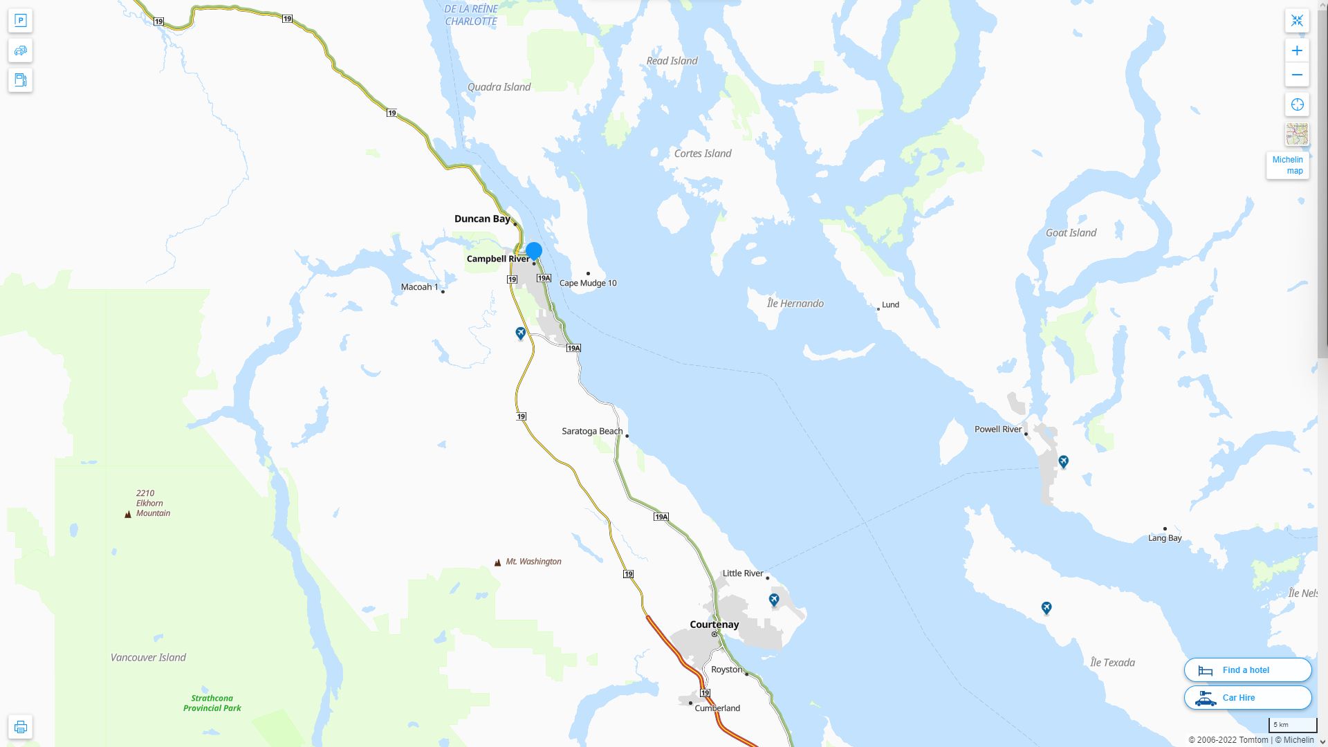 Campbell River Canada Autoroute et carte routiere